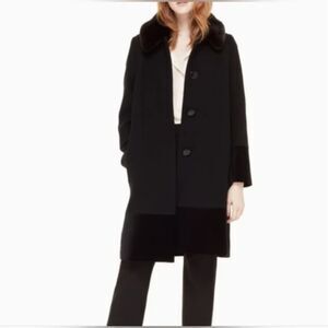 Kate Spade Black Velvet Trim Collar Coat Size 0 Classic Design